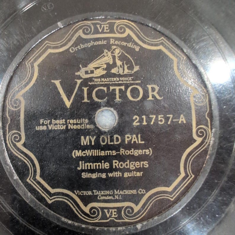 Jimmie Rodgers My Old Pal Daddy and Home Victor 21757 78 RPM Shellac Record image 1