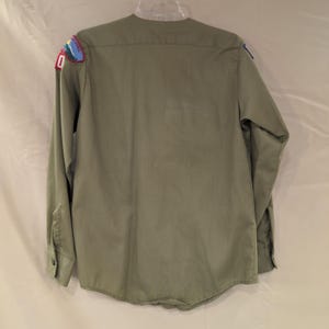 Vtg Boy Scouts of America BSA Uniform Shirt Olive Green Pikes Peak Council 14 image 2