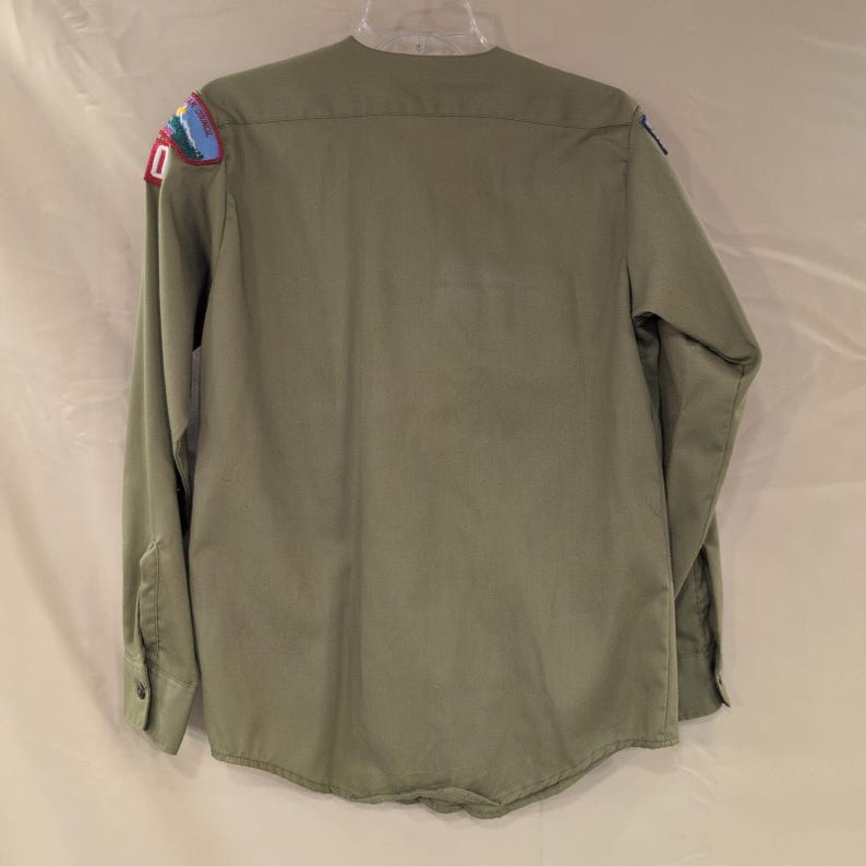 Vtg Boy Scouts of America BSA Uniform Shirt Olive Green Pikes Peak Council 14 image 2