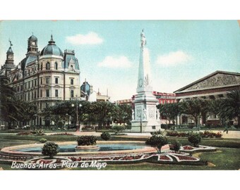 Vintage Buenos Aires Argentina Plaza de Mayo Postcard ACK 8372 VG+