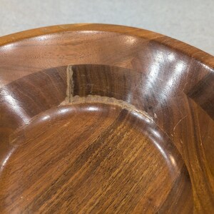 Mid Century Modern Segmented Wood Bowl Round Dark Walnut Finish Catchall image 3