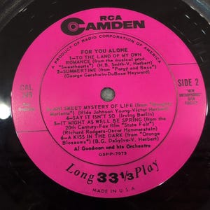 Al Goodman Orchestra For You Alone RCA Camden CAL 349 Vinyl LP Record Showtunes image 2