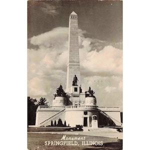 Vintage 1950 Lincoln Tomb Monument Postcard Springfield Illinois RPPC VG image 1