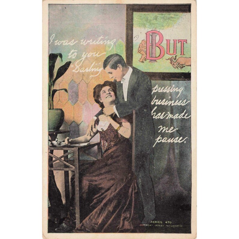 Vtg 1909 Taylor Art Co Series 470 Postcard Romantic Comic Sheboygan WI VG image 1