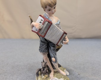 Vintage Folk Singers Porcelain Boy with Accordion Figurine 2147 Matte Finish