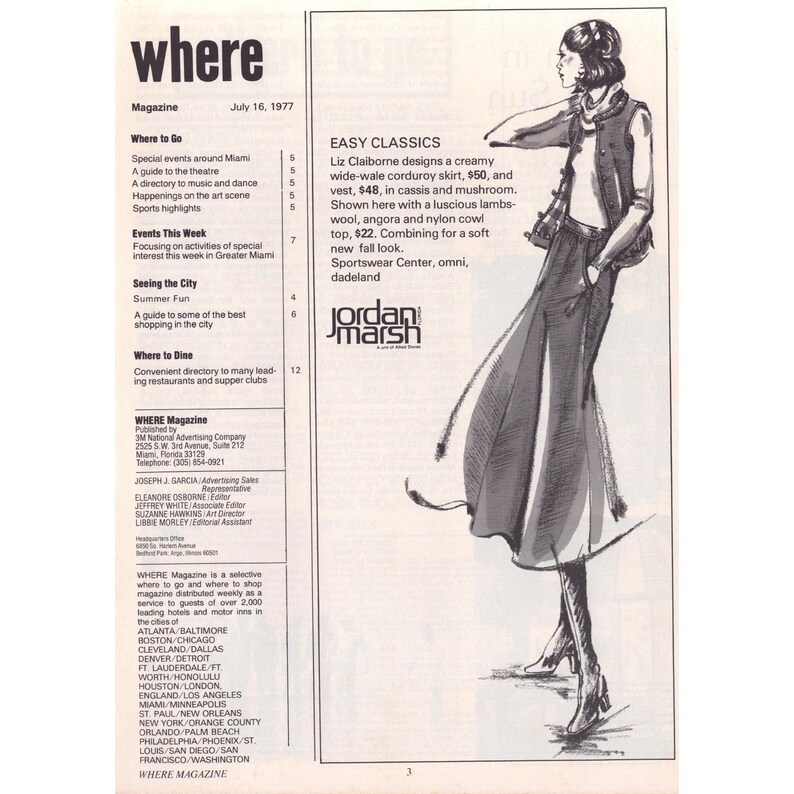 Vintage Where Magazine Miami Beach, 16. Juli 1977, Reiseführer, 3M-Publikation, sehr guter Zustand Bild 3