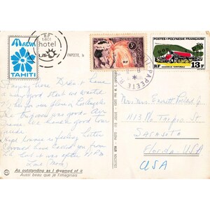Vintage Maeva Hotel Tahiti Postcard Papeete French Polynesia Interior View VG image 2