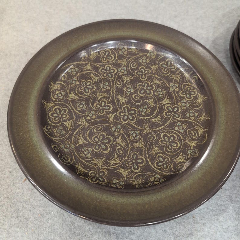 Franciscan Madeira Plates Set of 12 Dinner Salad Bread Butter Olive Green Brown image 2