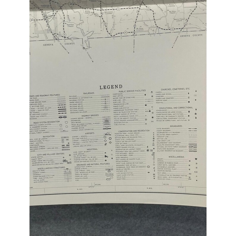 Vintage 1983 General Highway Map Coffee County Alabama 23" x 18" Enterprise Elba image 3