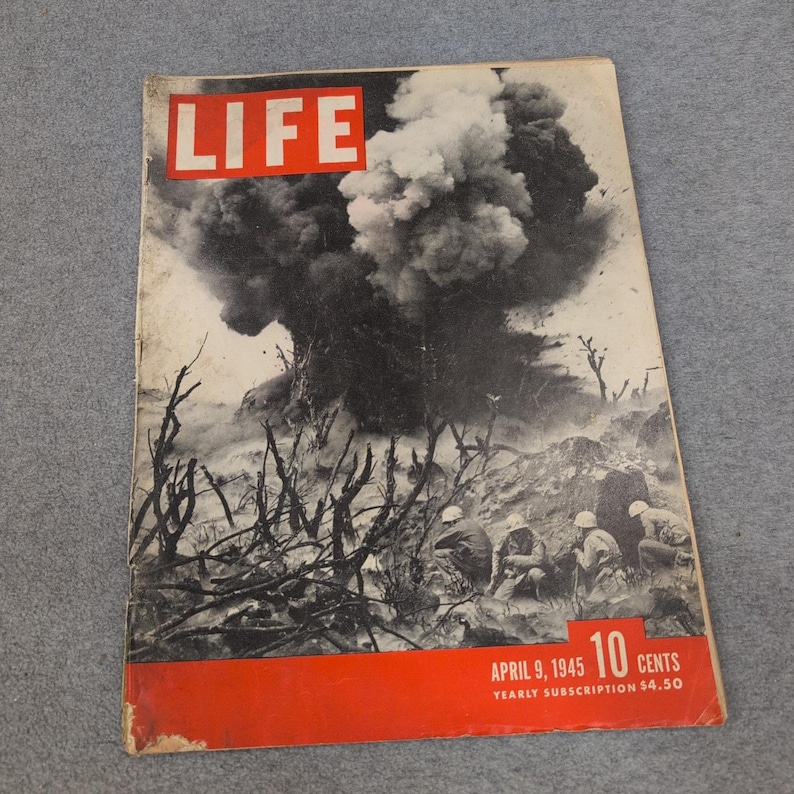 Vintage LIFE Magazine April 9 1945 Iwo Jima Cover WWII Yalta Conference History image 1
