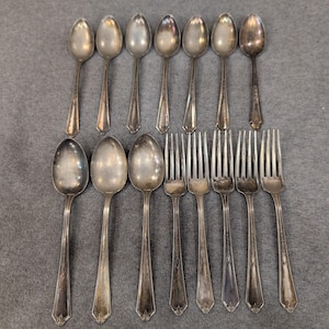 Lafayette Silver Plate 15pc Flatware Set Art Deco Forks Spoons Vintage Cutlery image 1