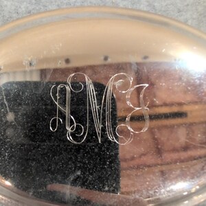 Vintage Silver Tone Monogrammed Oval and Square Trinket Boxes Set of 3 image 3