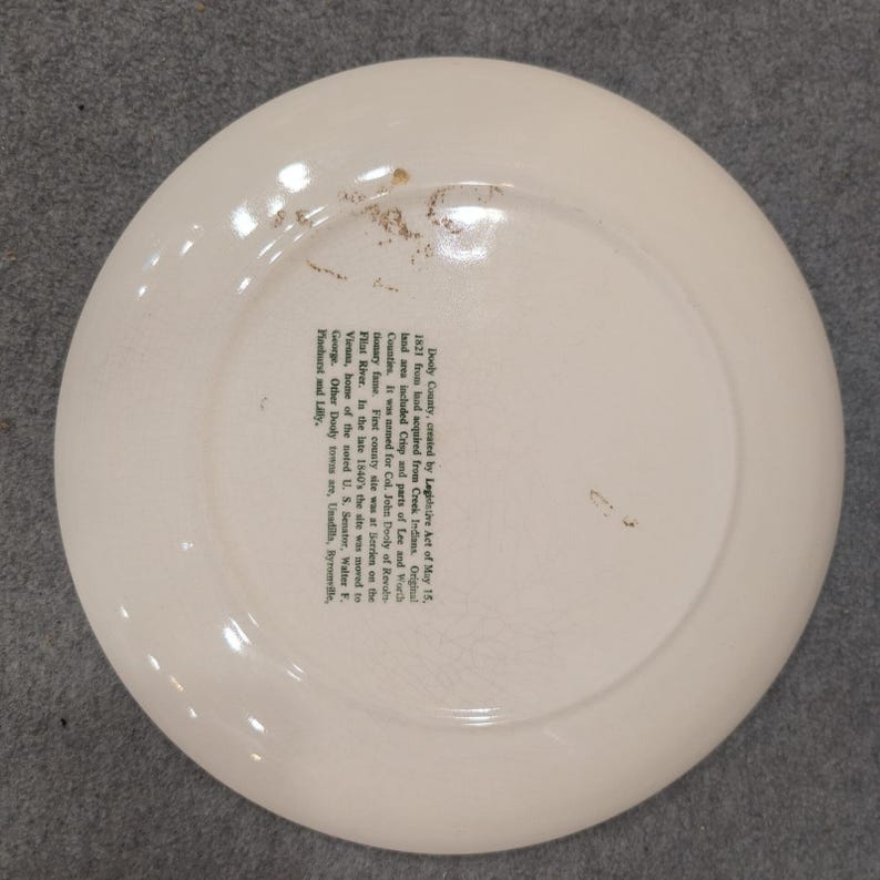 Dooly County Georgia 150th Anniversary Commemorative Plate 1821-1971 Green White image 2