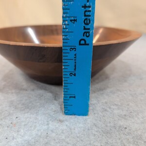 Mid Century Modern Segmented Wood Bowl Round Dark Walnut Finish Catchall image 5