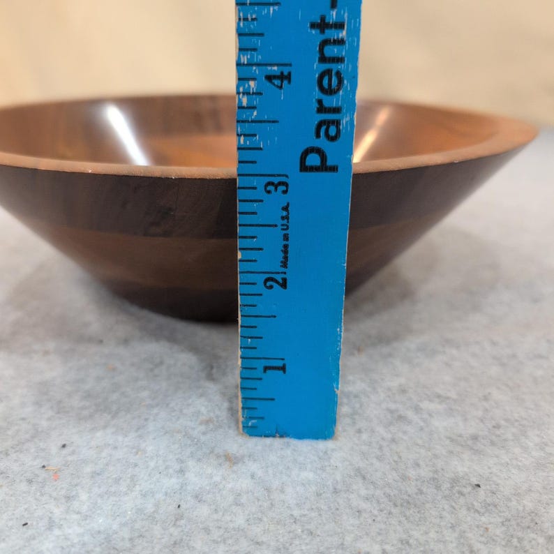 Mid Century Modern Segmented Wood Bowl Round Dark Walnut Finish Catchall image 5