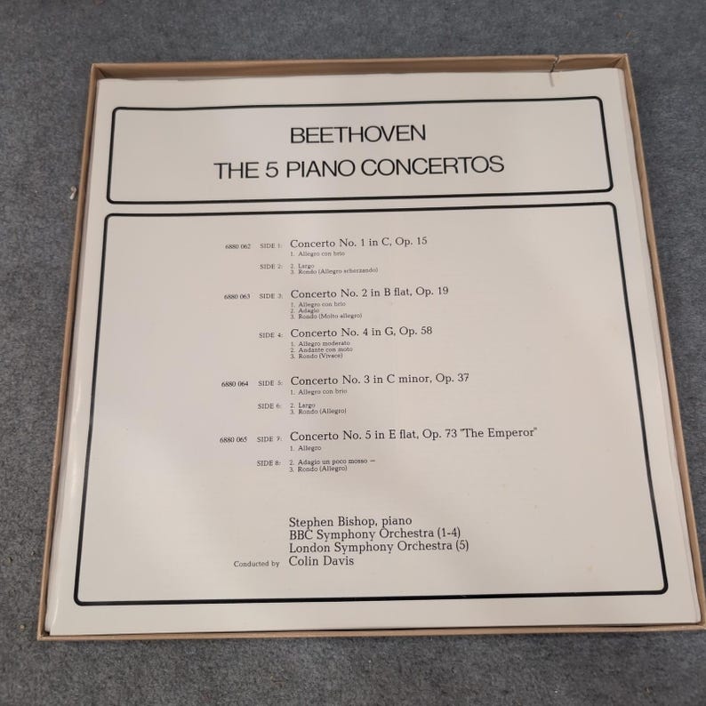 Beethoven The 5 Piano Concertos Stephen Bishop Colin Davis Philips 4LP Box Set image 2