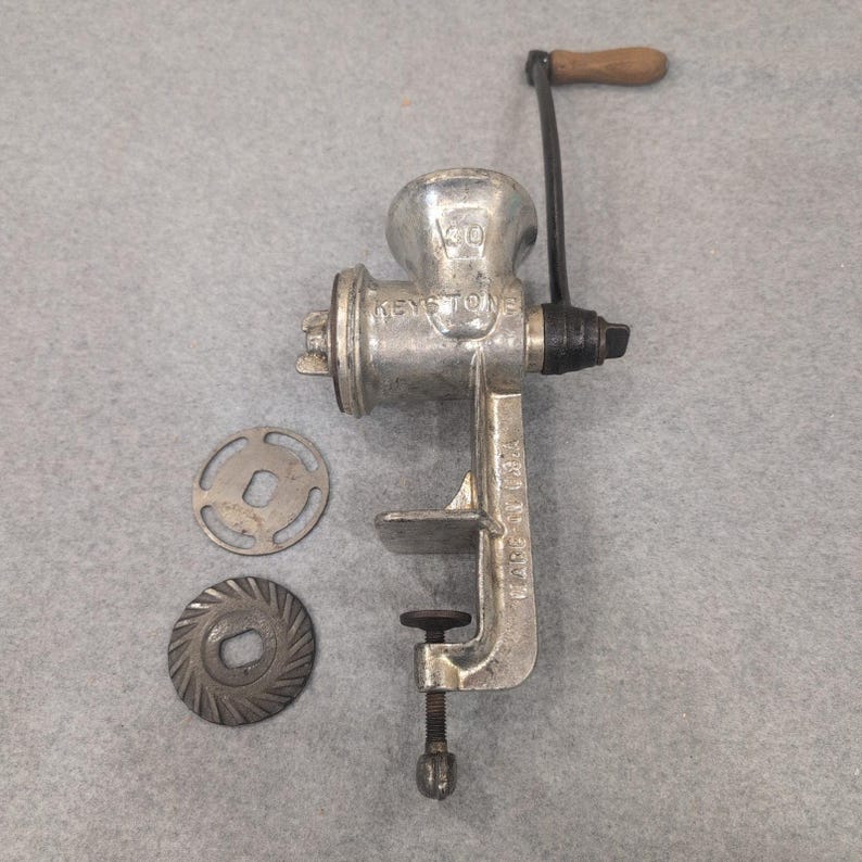 Keystone No 30 Meat Grinder Food Chopper Hand Crank Made in USA Vtg Cast Metal image 1