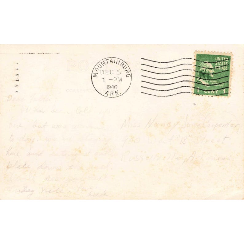 Watkins Courts Mountainburg Arkansas AR RPPC Real Photo Postcard 1946 Route 71 image 2
