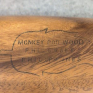 Philcraft Monkey Pod Wood Leaf Tray Hand Carved Philippines Brown image 6