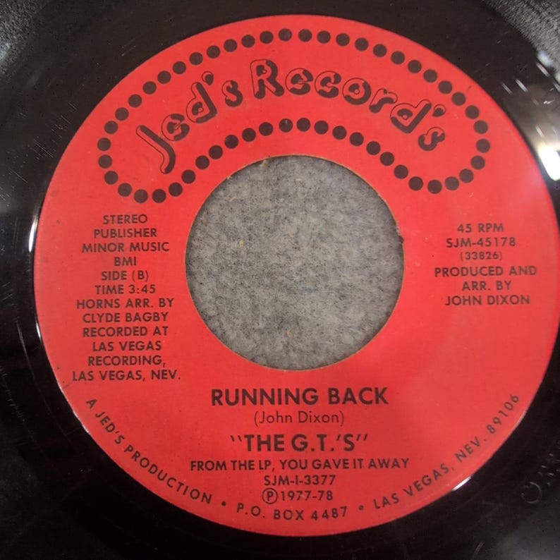 G.T.の『ユー・ガヴ・イット・アウェイ』ランニングバック 45回転レコード Jed's Record's SJM-45178 画像 2