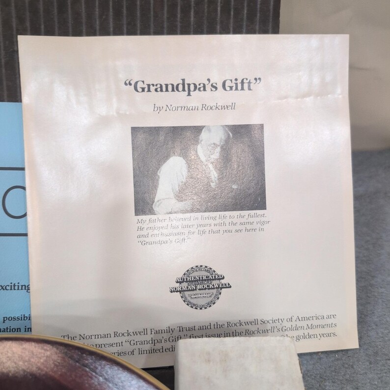 Norman Rockwell Grandpas Gift Collector Plate Edwin M Knowles Golden Moments COA image 4