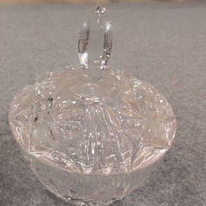 Vtg Miniature Cut Crystal Creamer and Lidded Sugar Bowl Set Starburst Pattern image 3