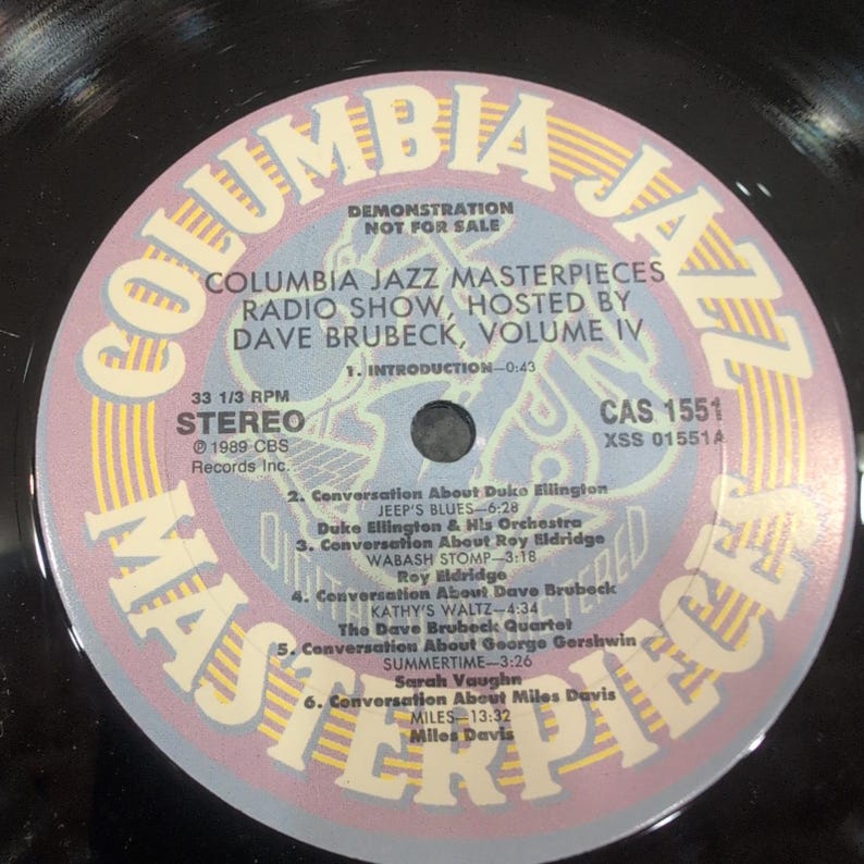 Columbia Jazz Masterpieces Radio Show Vol. IV Dave Brubeck Promo Vinyl LP CAS1551 zdjęcie 6