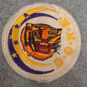 Vintage D.O.K.K. Tiger Moon Stars Embroidered Patch Round White Gold Purple image 1