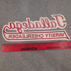 Talladega Varsity Cheerleader Red White Embroidered Letterman Jacket Patch image 3