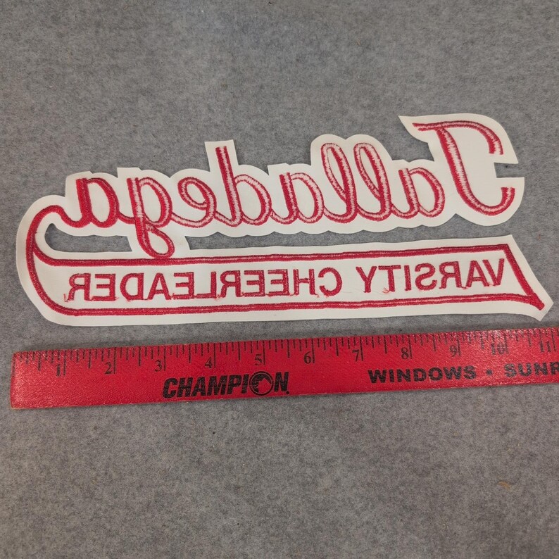 Talladega Varsity Cheerleader Red White Embroidered Letterman Jacket Patch image 3