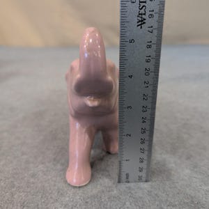 Vintage Pink Ceramic Elephant Figurine Trunk Up Good Luck Glossy Pottery Decor image 2