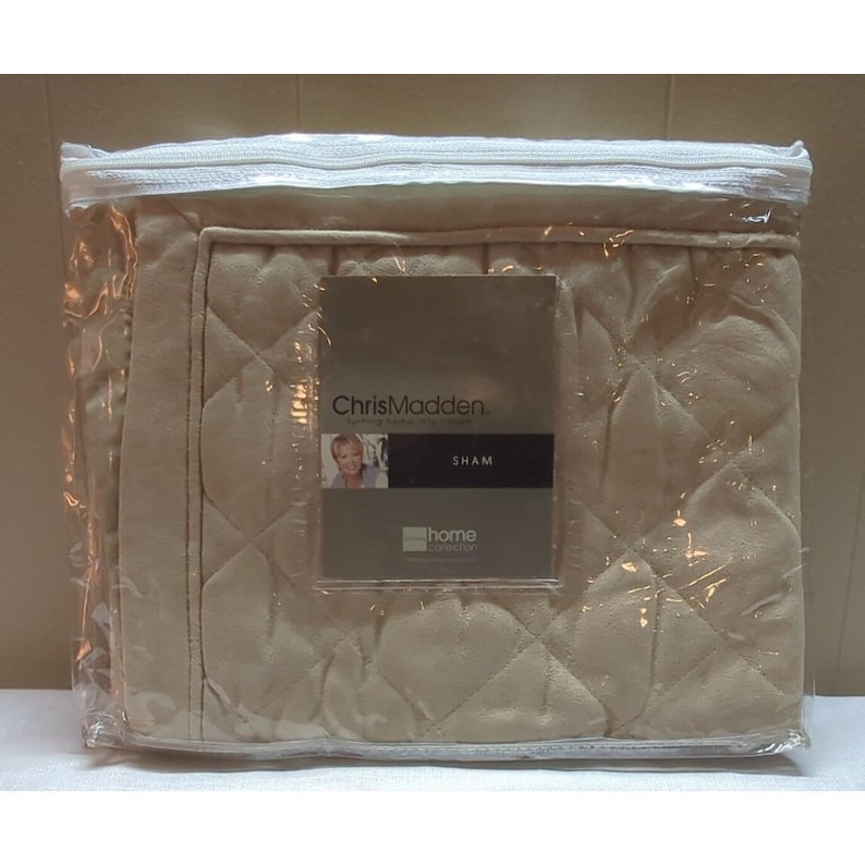 Chris Madden Beige Quilted Richloom Sham NOS 21" × 27" Elegant Bedroom Decor image 1