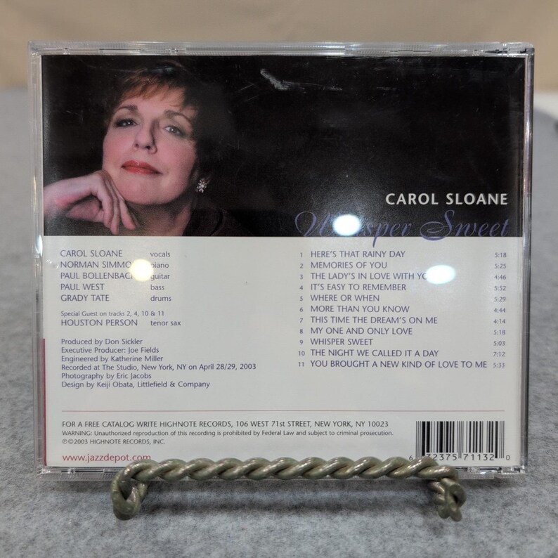 Carol Sloane Whisper Sweet CD Jazz Vocals HighNote Records HCD imagem 2