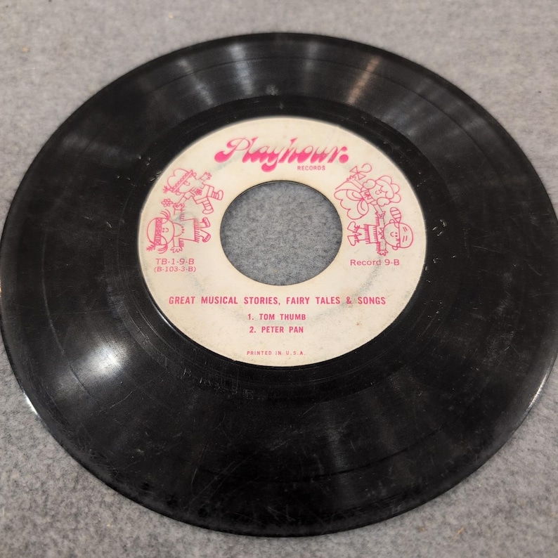 Playhour Records Great Musical Stories Pied Piper Peter Pan 45 RPM TB-1-9 image 4