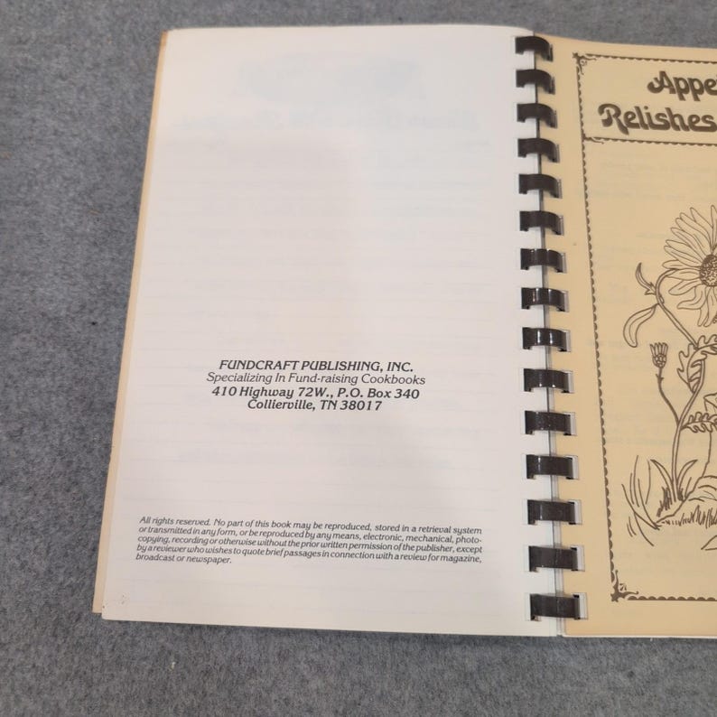 Livre de cuisine campagnarde vintage Robert Steven Thrower Fund, reliure spirale Fundcraft TN image 2