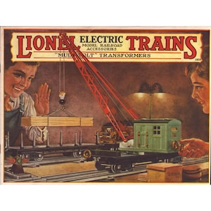Affiche publicitaire vintage de 1928 du catalogue de trains électriques Lionel, n° 840, Centrale électrique 1975 image 1