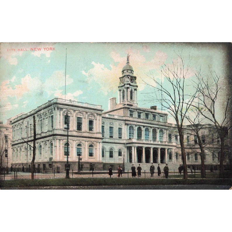Postal antigua del Ayuntamiento de Nueva York de 1911, matasellada con el sello Franklin de 1 centavo de NYC, en muy buen estado. imagen 1