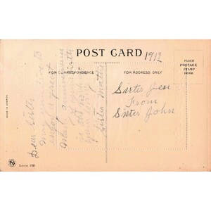Vintage Geburtstagskarte von 1912, Winterliche Schneehüttenszene, geprägt, PS Serie 281 Bild 2