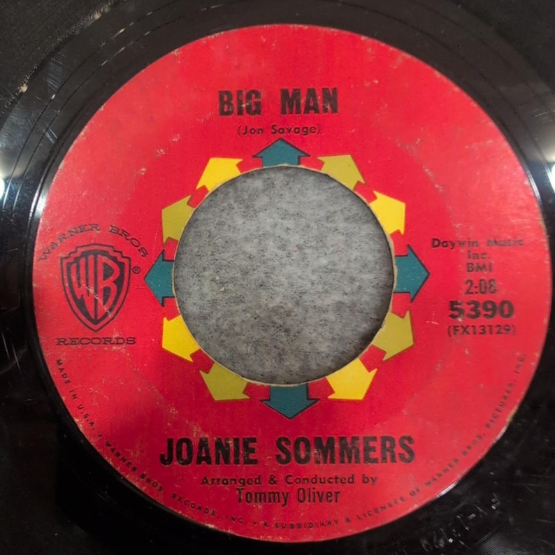 Joanie Sommers Big Man Goodbye Summer Warner Bros 5390 7in 45 RPM Vinyl Single image 1