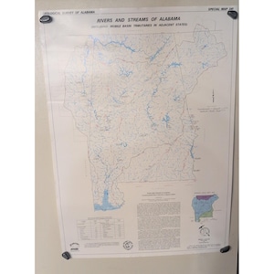 Vtg Geological Survey of Alabama Special Map 241 Rivers & Streams of AL 30×22" image 1
