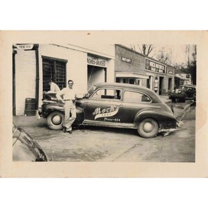 1940s Vintage Mock's Taxi & Motor Co., Eufaula, Alabama City Scene Ford DeLuxe image 1