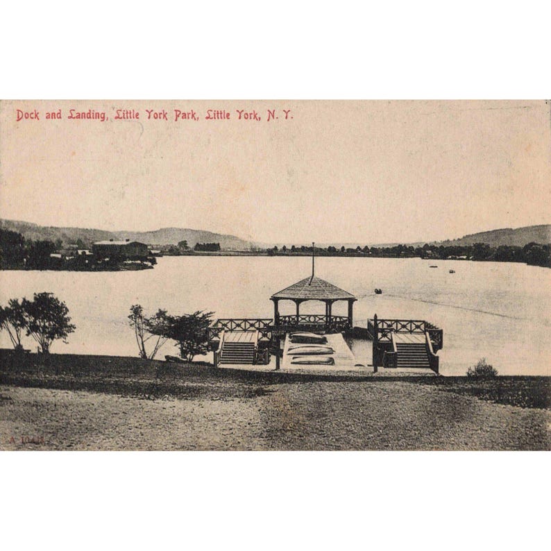 Vintage 1910 Little York Park NY Postcard Dock and Landing McGraw Postmark VG- image 1