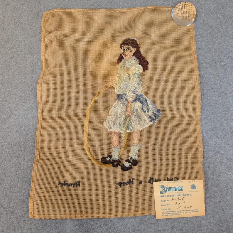 Lienzo para bordar Brunswick, Chica Renoir con aro P-965, Hecho en Madeira imagen 4