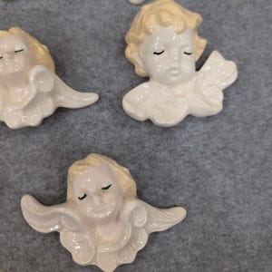 Vintage 1988 Ceramic Angel Cherub Wall Hanging Figurines Set of 9 Hand Painted image 3