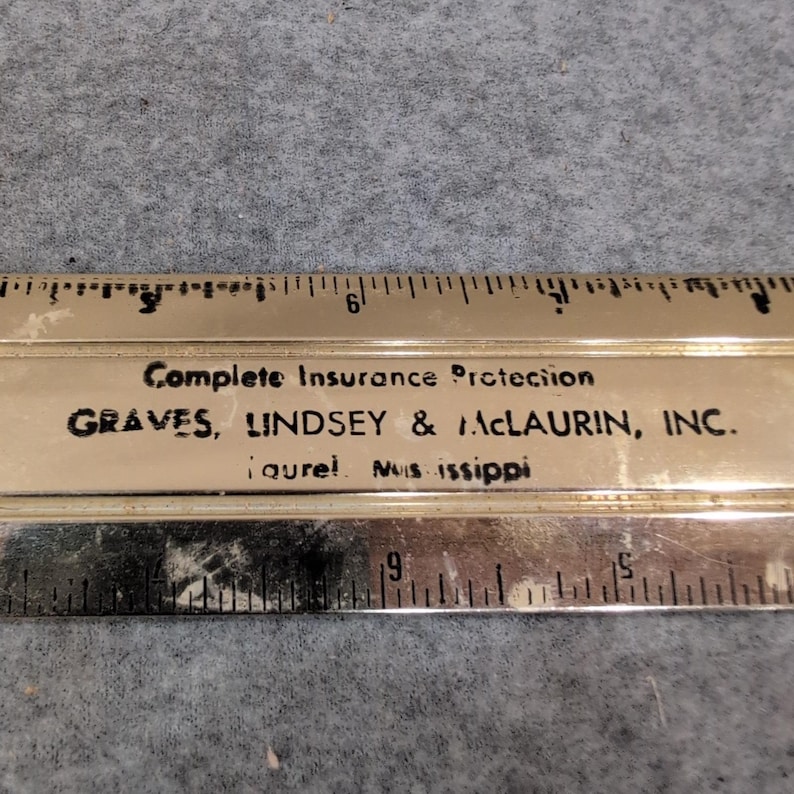 Vintage The Golden Measure 12 Inch Metal Ruler Graves Lindsey Laurel MS Gold image 2