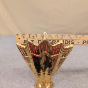Vintage Art Deco Gold Metallic Ceramic Fan Sunburst Bud Vase image 6