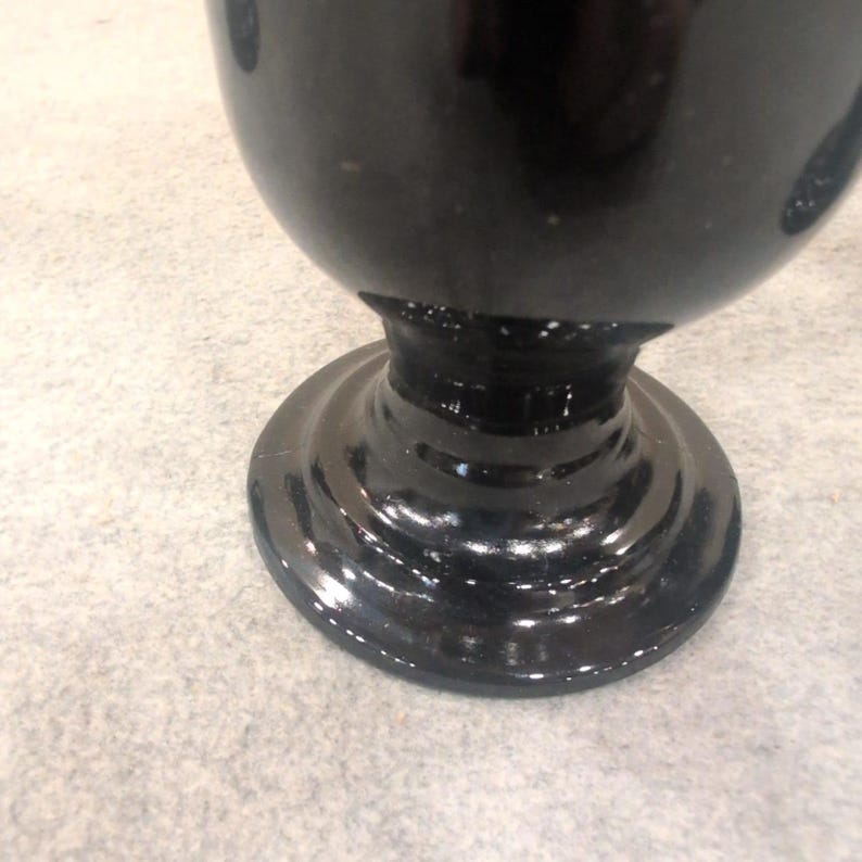 Vintage Black Milk Glass Footed Irish Coffee Mugs Pedestal Set of 4 image 4