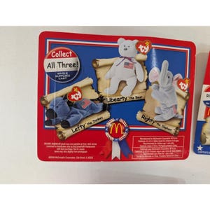 TY Beanie Babies McDonald's Teenie American Flag Bear Donkey Elephant image 2