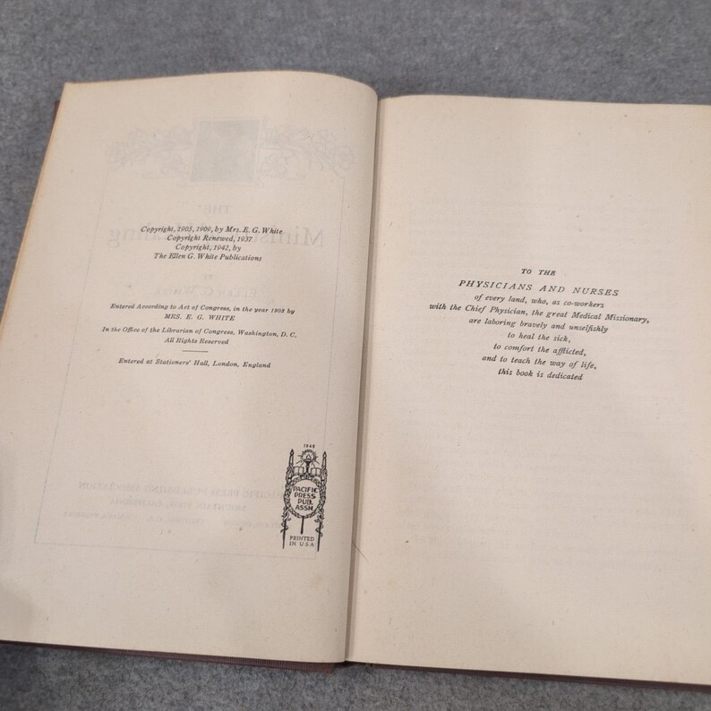 The Ministry of Healing Ellen G White 1942 Pacific Press Religious Health Book image 5