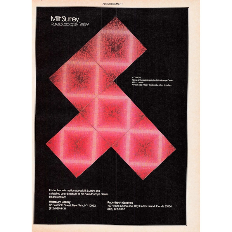 Vintage Milt Surrey Kaleidoscope Series Cosmos Art Print Ad Westbury Gallery NY image 1